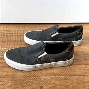 Vans slip on shoe leather and herringbone